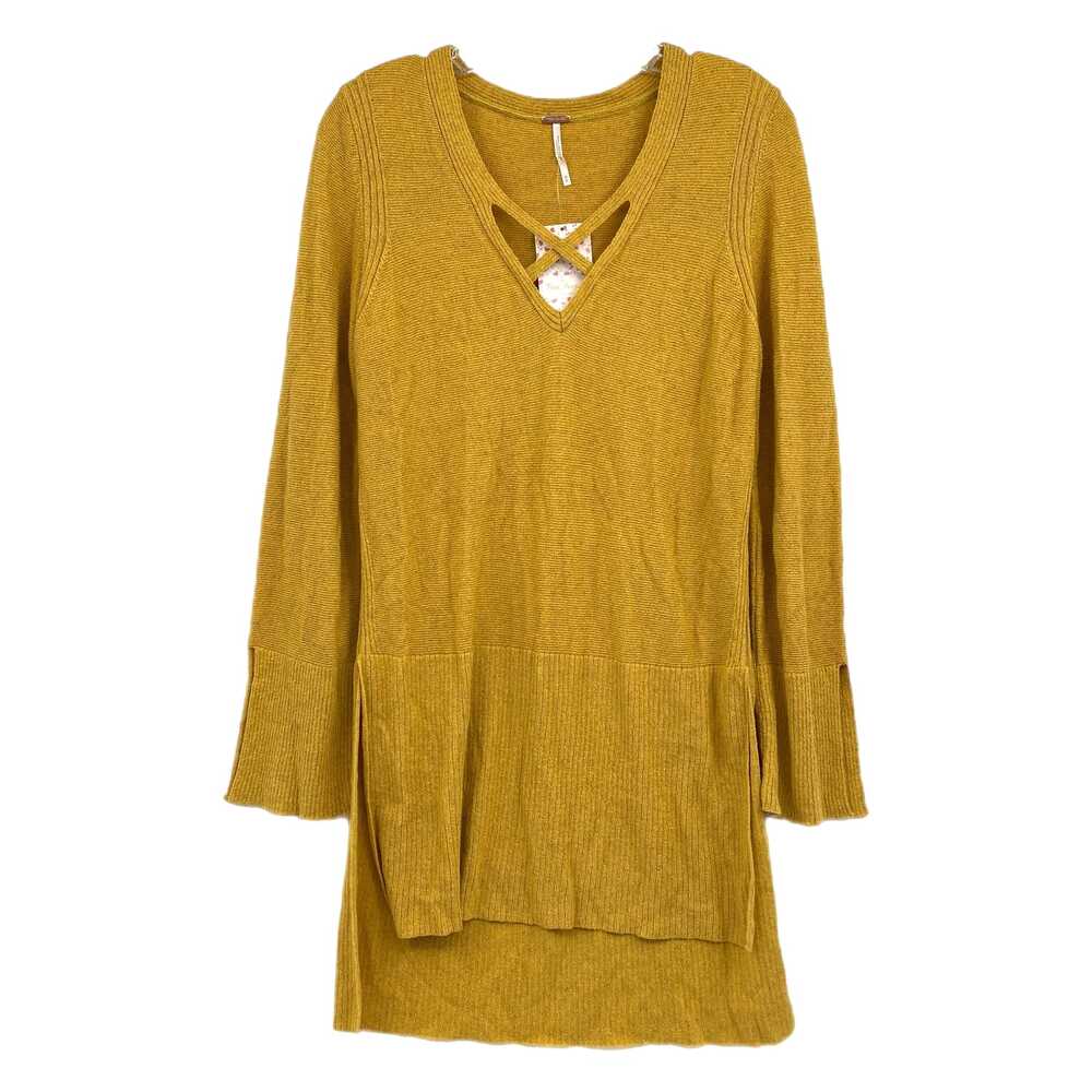 Free People Yellow V-Neck Sweater | Womens M